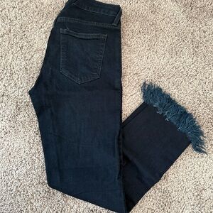 Just Black Dark Blue Fringed Ankle Jeans